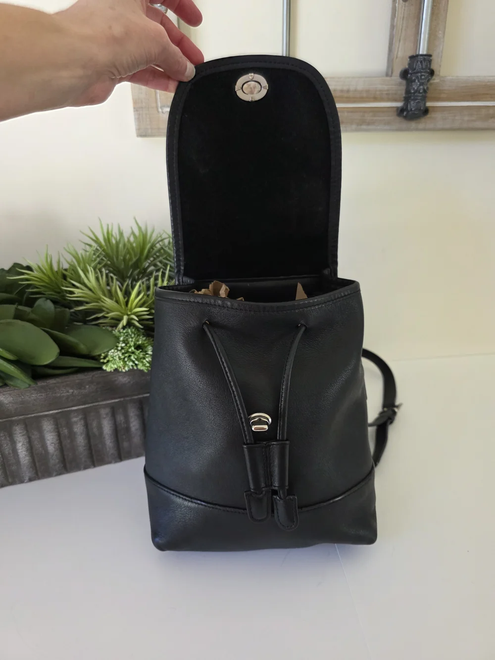 Vintage Coach Daypack 9960 Black Leather Backpack Made In India 2007